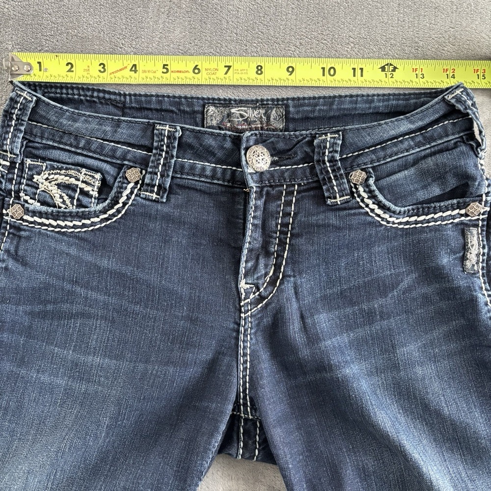 Silver Jeans Co. Dark Wash Denim Embellished Pocket Women's Jeans 27x33 - Picture 3 of 13